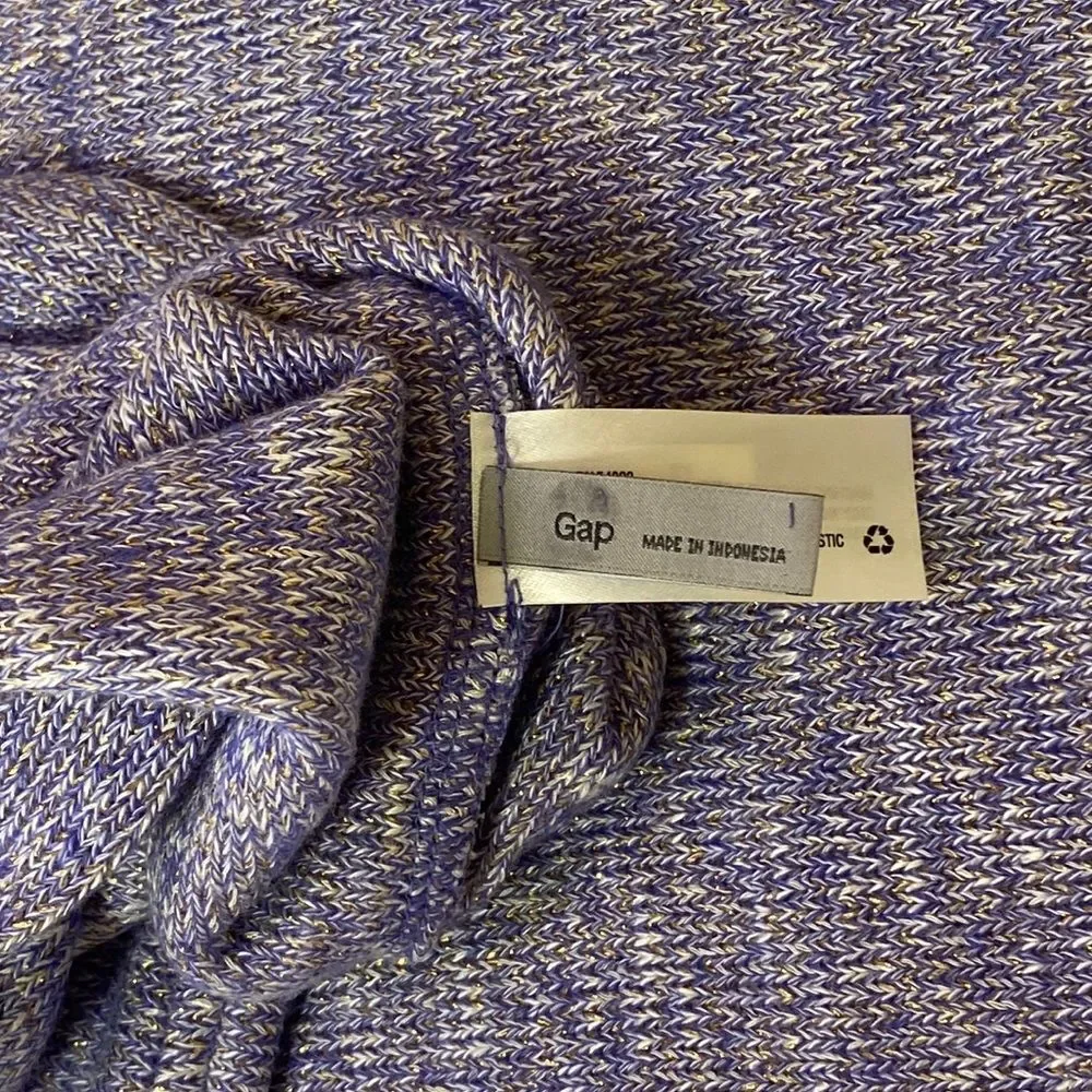 GAP Knit Purple Infinity Scarf with White & Gold Metallic Threads
